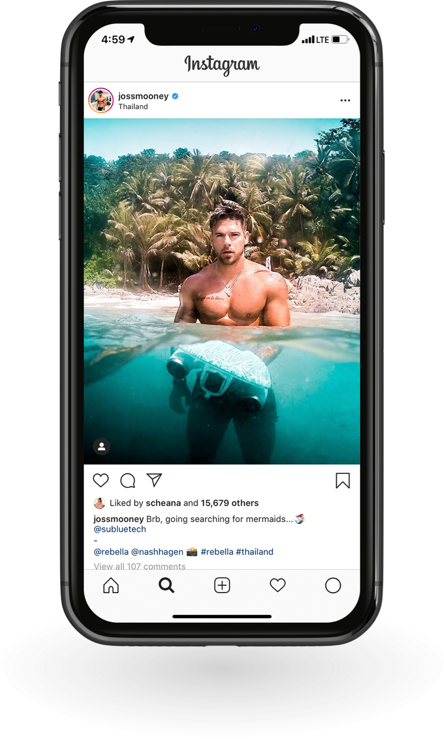 Joss Mooney Instagram with a Sublue