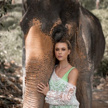 Elephant and Girl at Phuket Elephant Rehabilitation Sanctuary